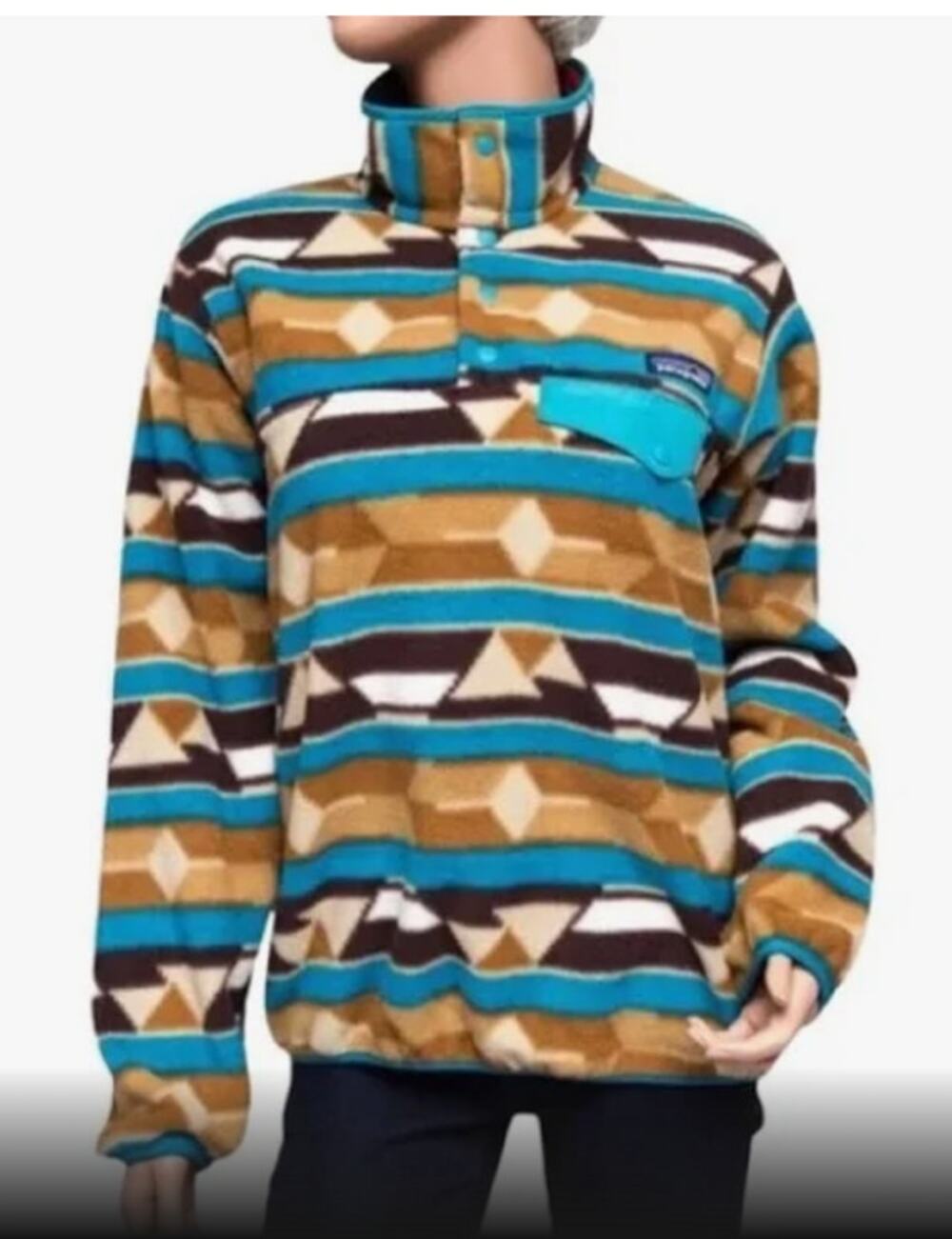 Patagonia Synchilla Woman Pullover Guatemalan Tango Brown Bear Snap T Size XS